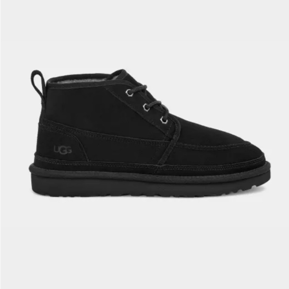 Ugg Men’s Black Neumel Moc chukka silhouette suede leather wool blend boots 12